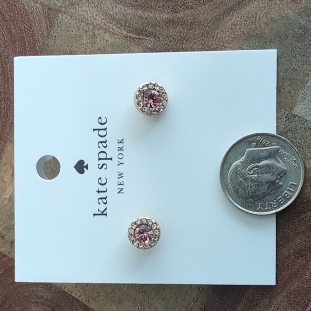 Kate Spade You're a Gem Light Pink Clear Gold Stud Earrings With Dust Bag Nwt ❤️